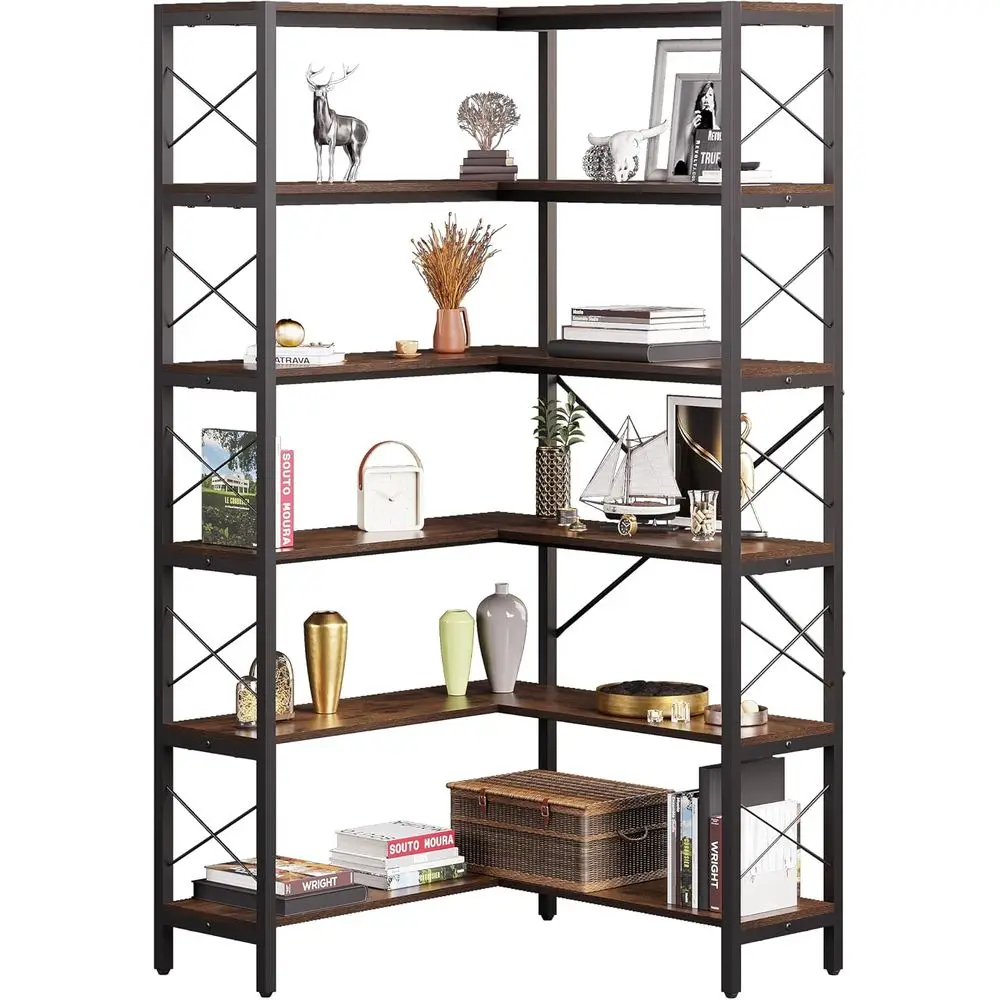 Bibliothèque en L à 6 niveaux, - Home Office Industrial Style avis et prix
